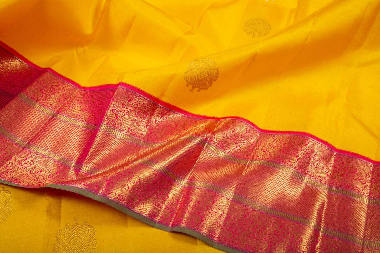 Kanchipuram Silk Butta Yellow Saree