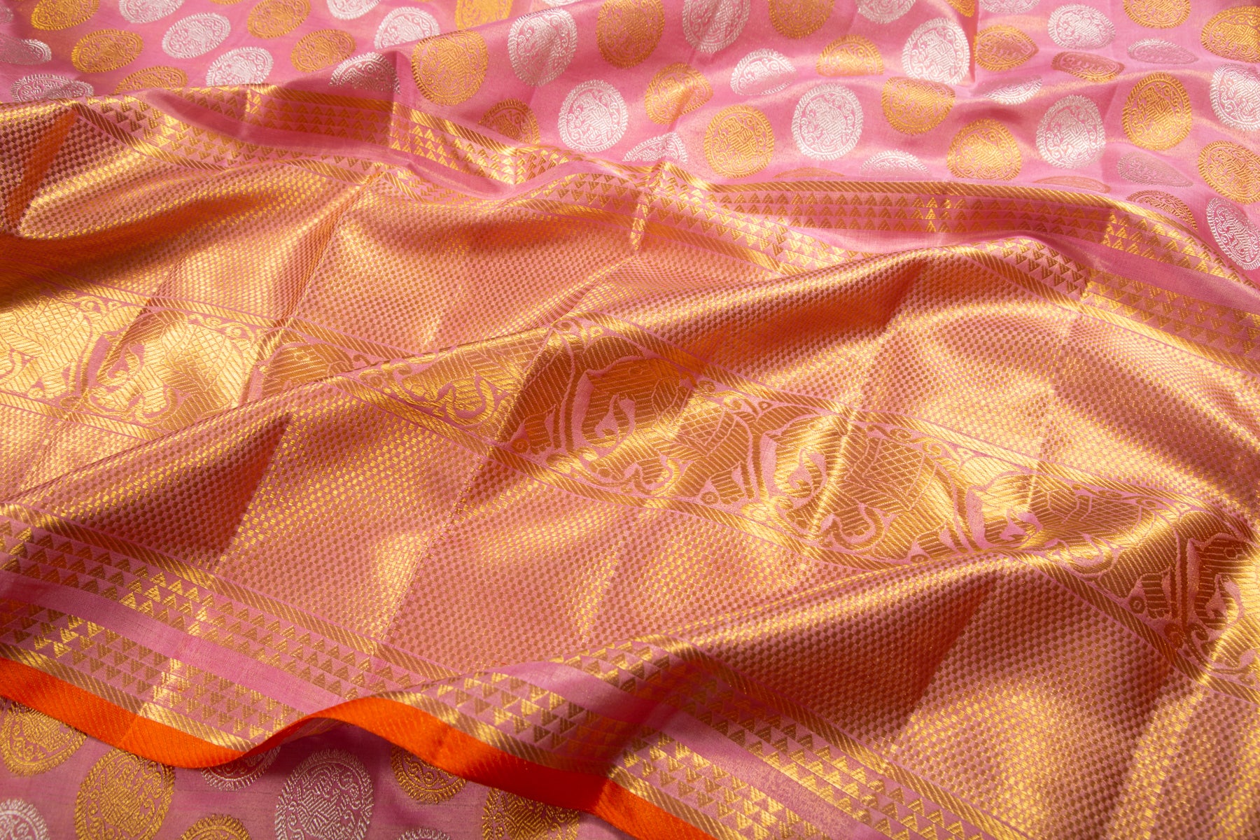 Kanchipuram Silk Butta Pastel Pink Saree