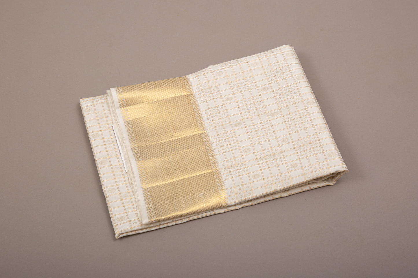 Kanchipuram Silk Checks White Dhoti