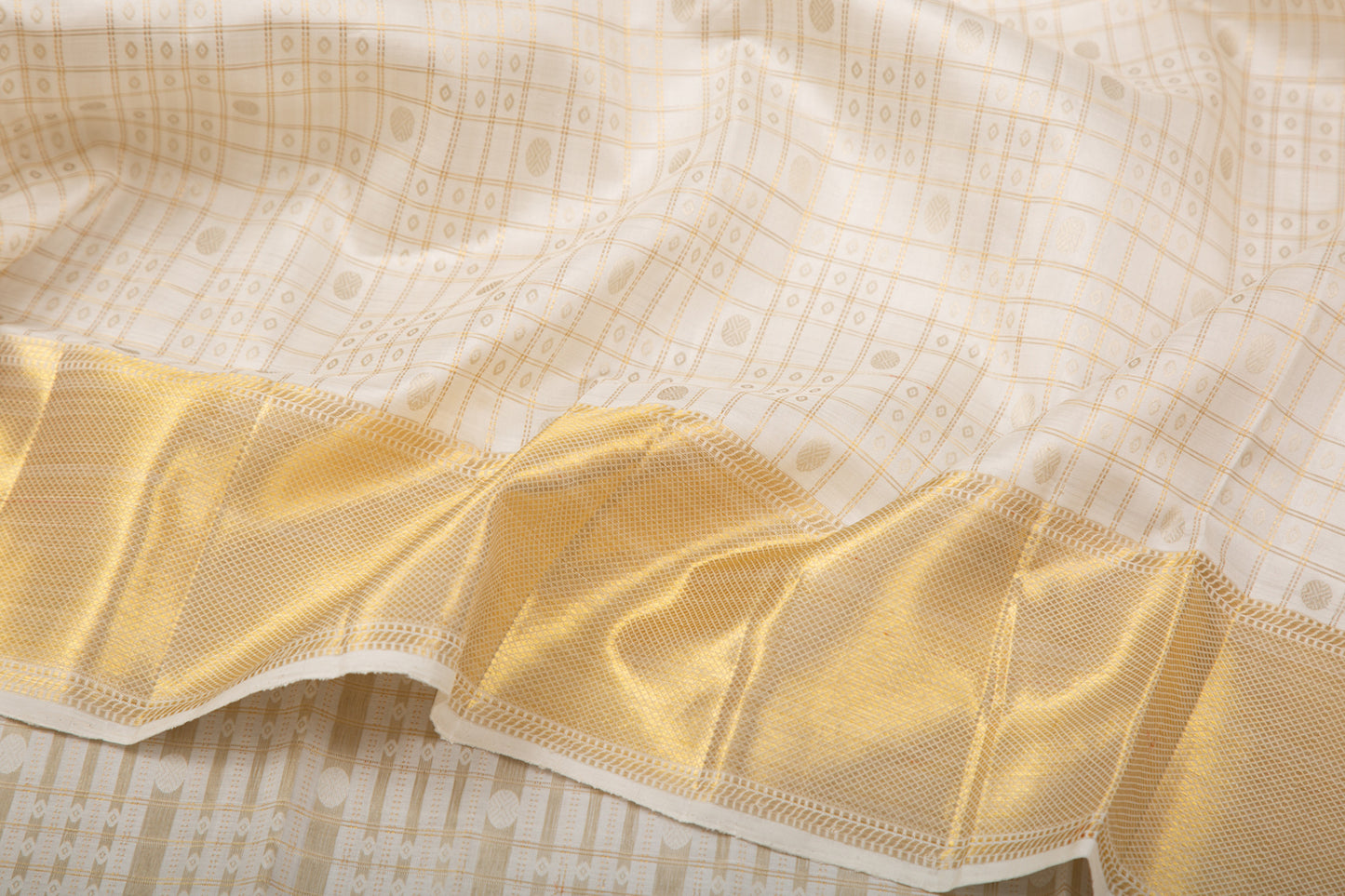 Kanchipuram Silk Checks White Dhoti