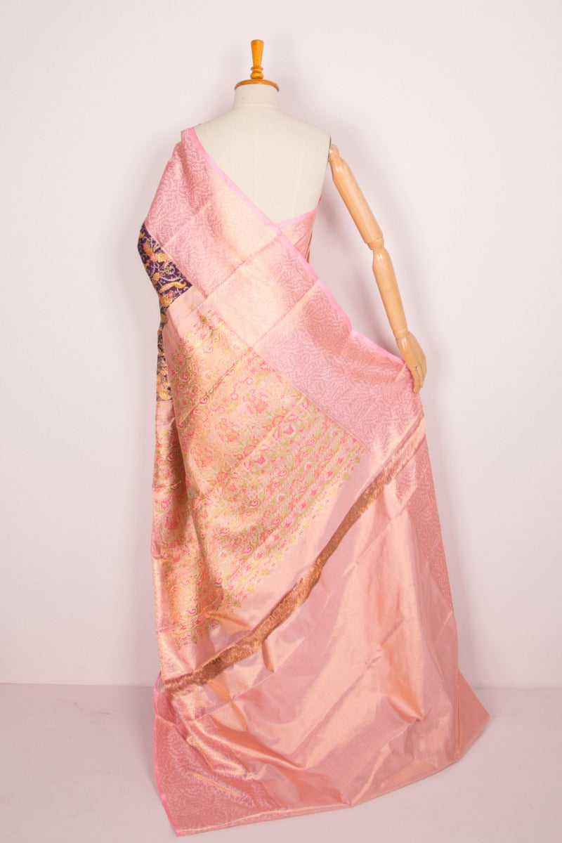 Kanchipuram Silk Tissue Jaal Purple Saree