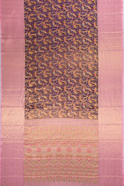 Kanchipuram Silk Tissue Jaal Purple Saree