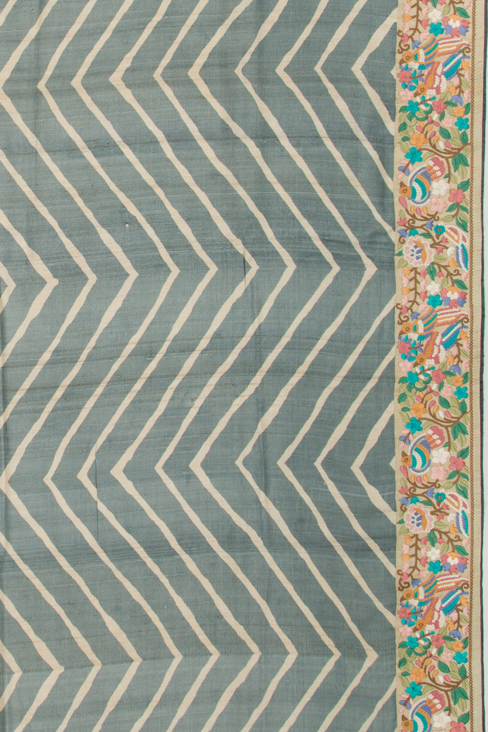 Tussar Printed Grey Saree