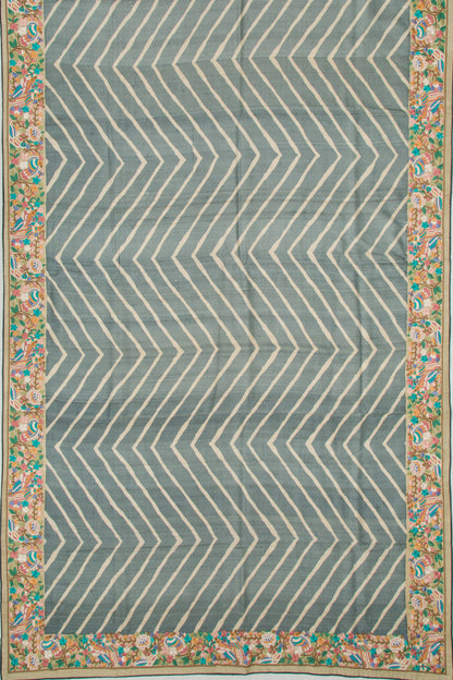 Tussar Printed Grey Saree