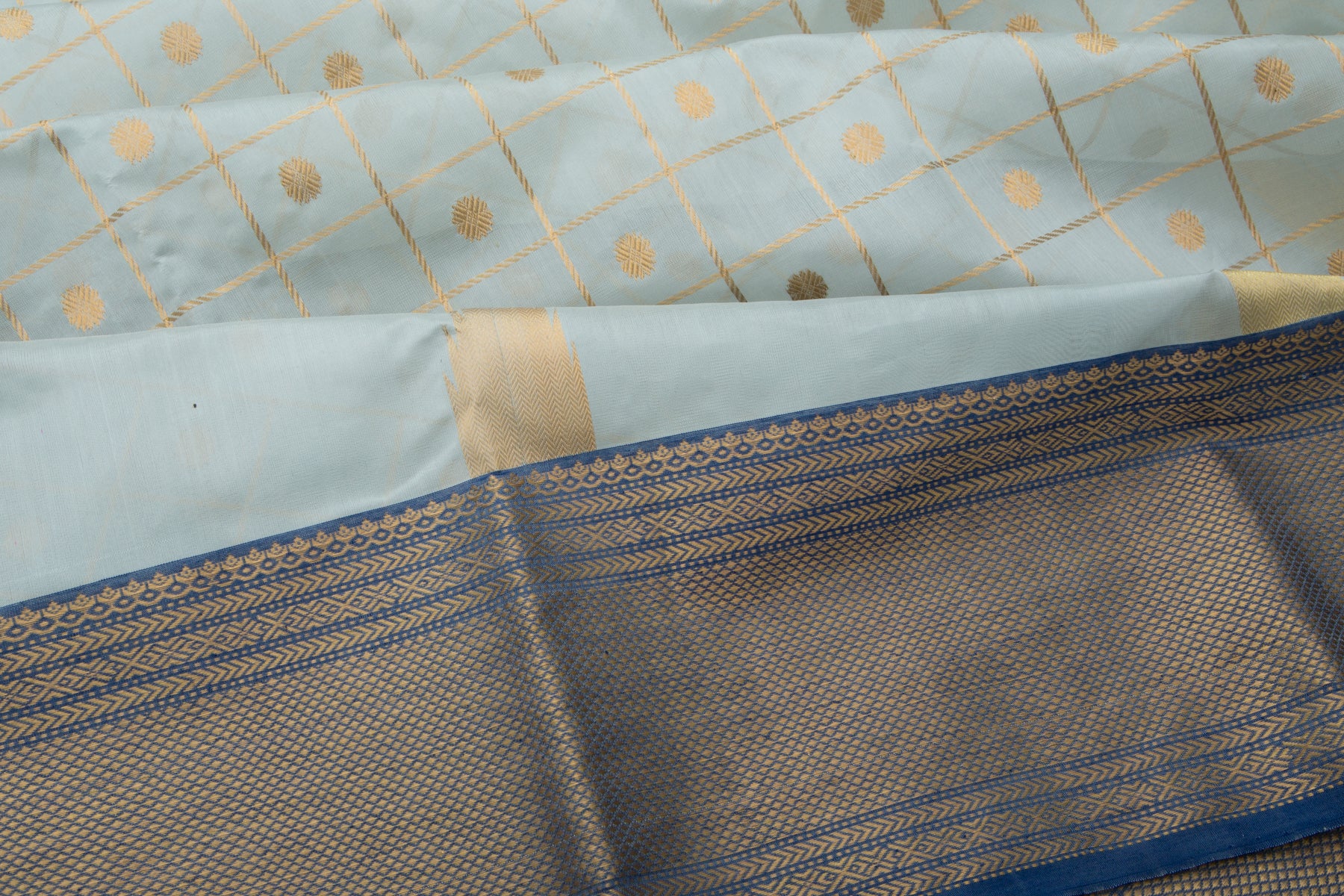 Chanderi Silk Checks and Butta Pastel Blue Saree