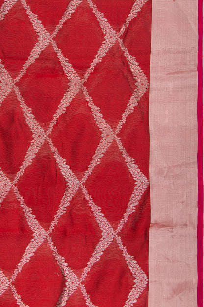Chanderi Silk Jaal Red Saree
