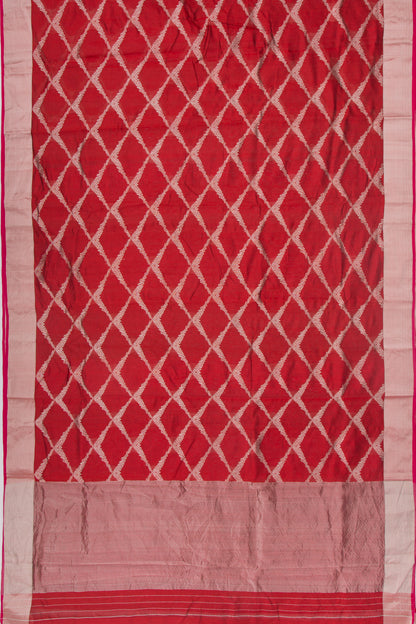 Chanderi Silk Jaal Red Saree