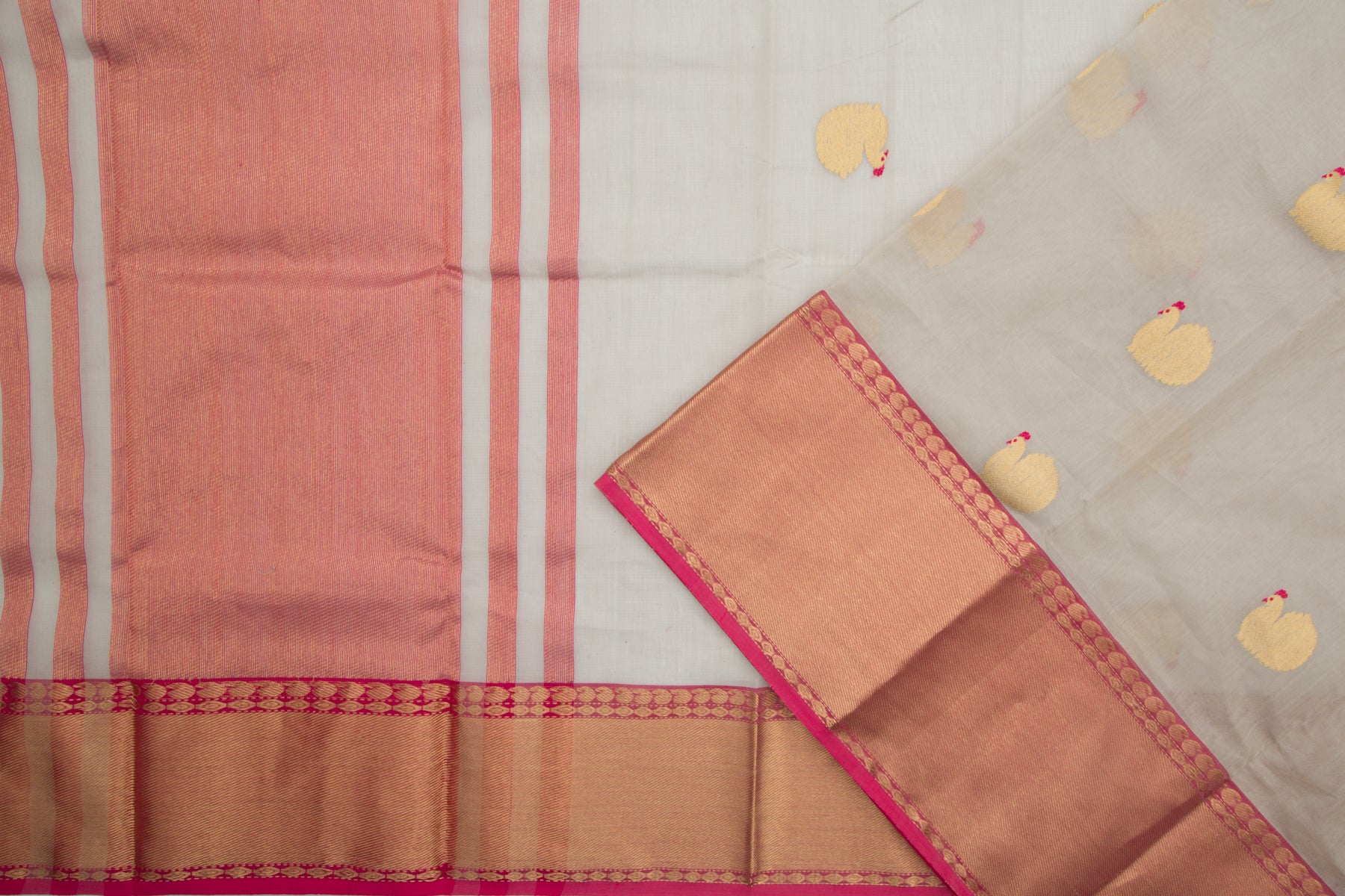 Chanderi Silk Butta Grey Saree