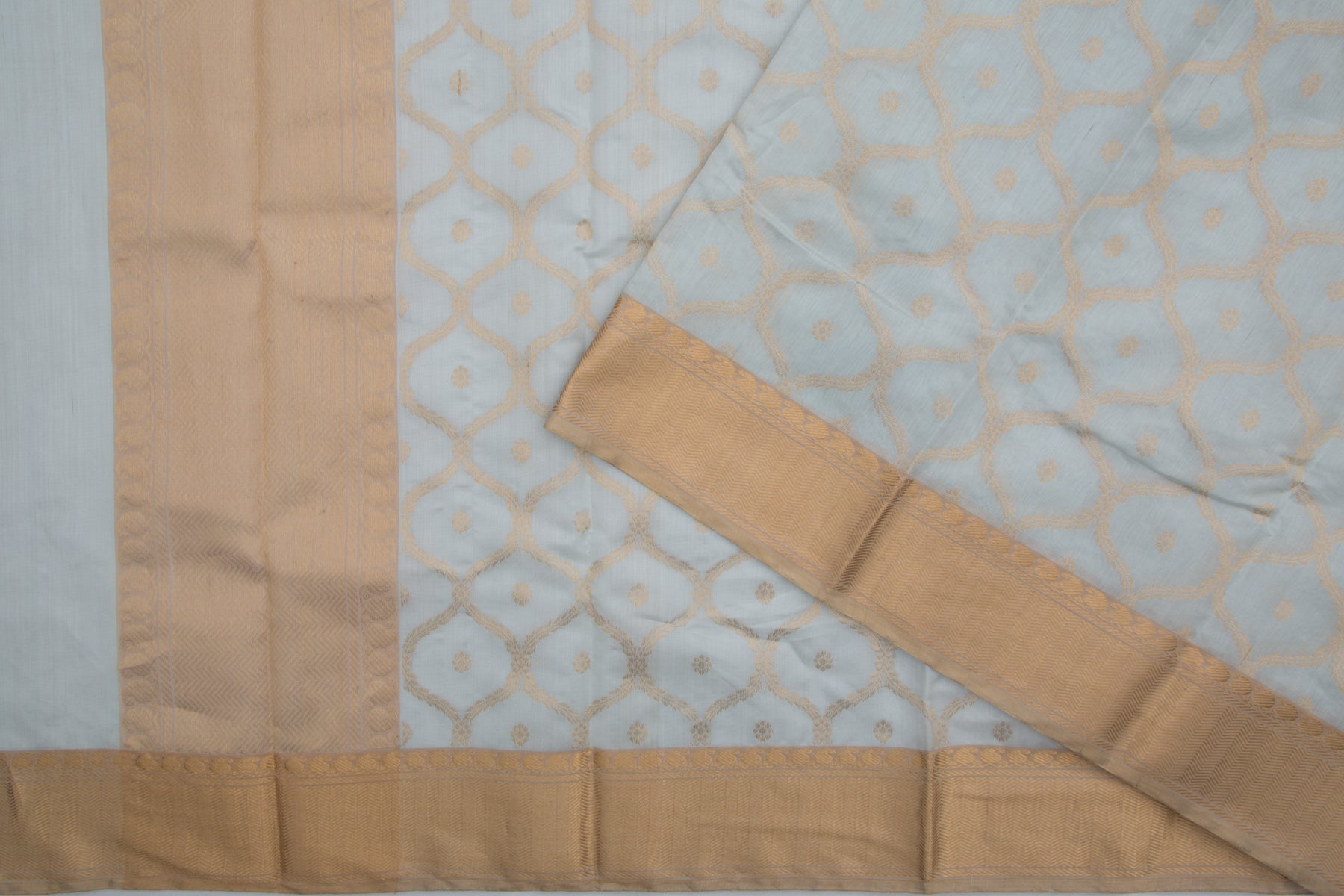 Chanderi Silk Brocade Silver Saree