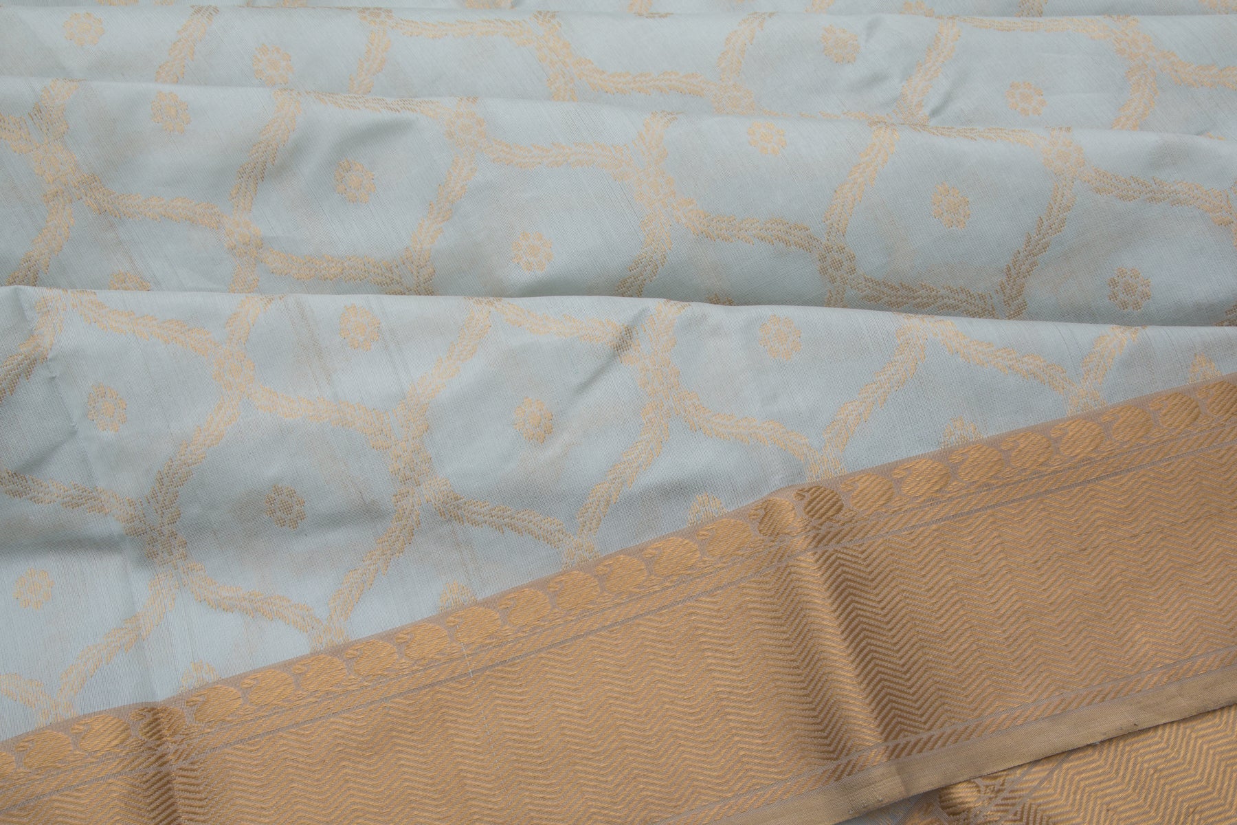 Chanderi Silk Brocade Silver Saree