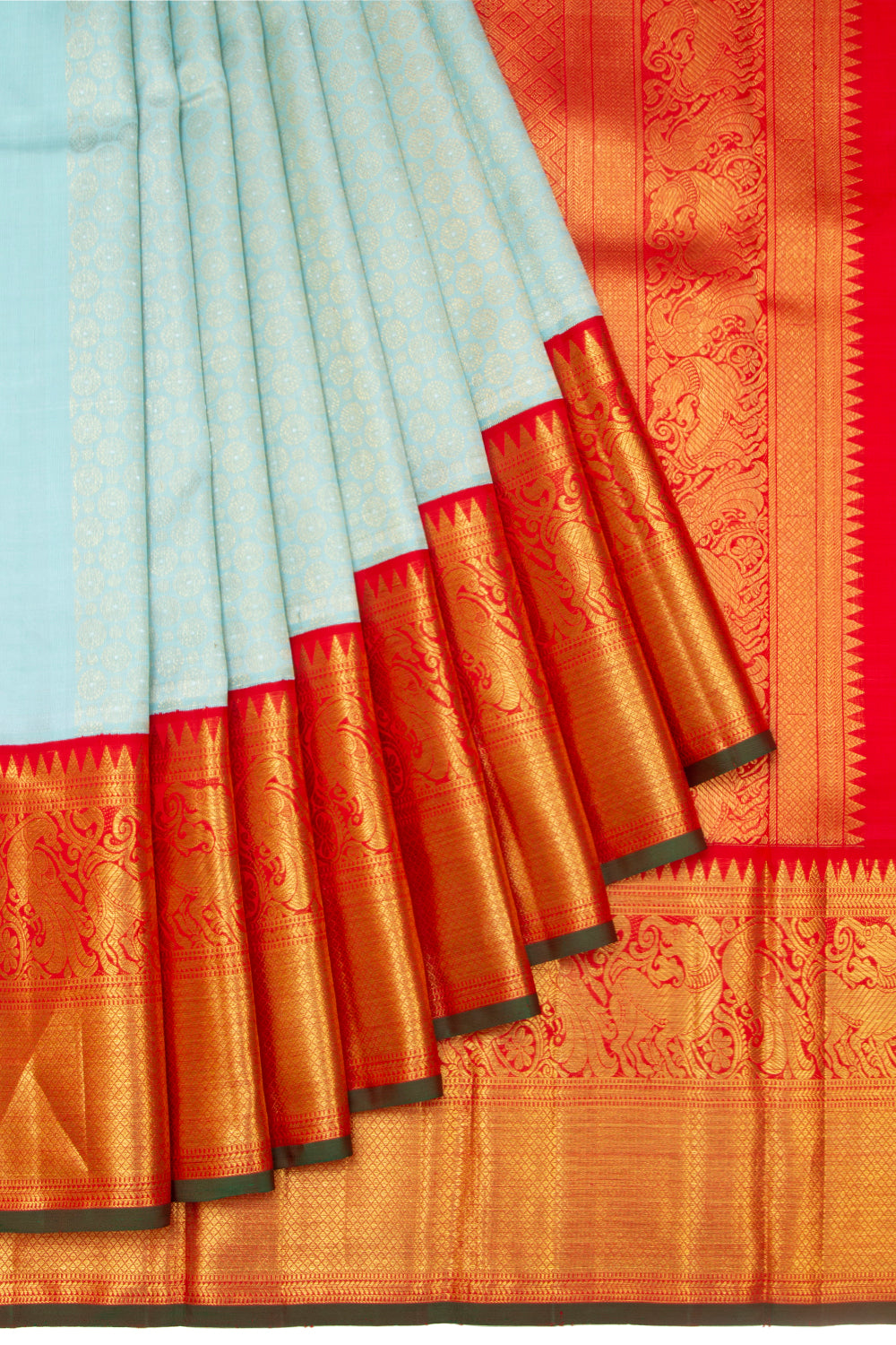 Kanchipuram Silk Brocade Sky Blue Saree