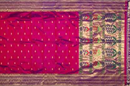 Kanchipuram Silk Butta Pink Saree With Paithani Muniya Border