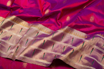 Kanchipuram Silk Butta Pink Saree With Paithani Muniya Border