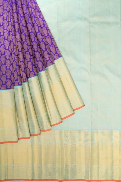 Kanchipuram Silk Brocade Blue Saree