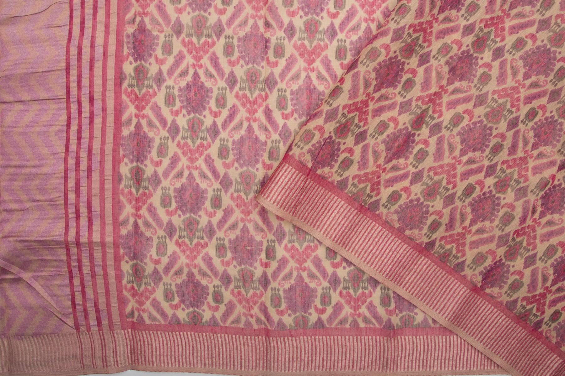 Linen Tissue Printed Cream Saree