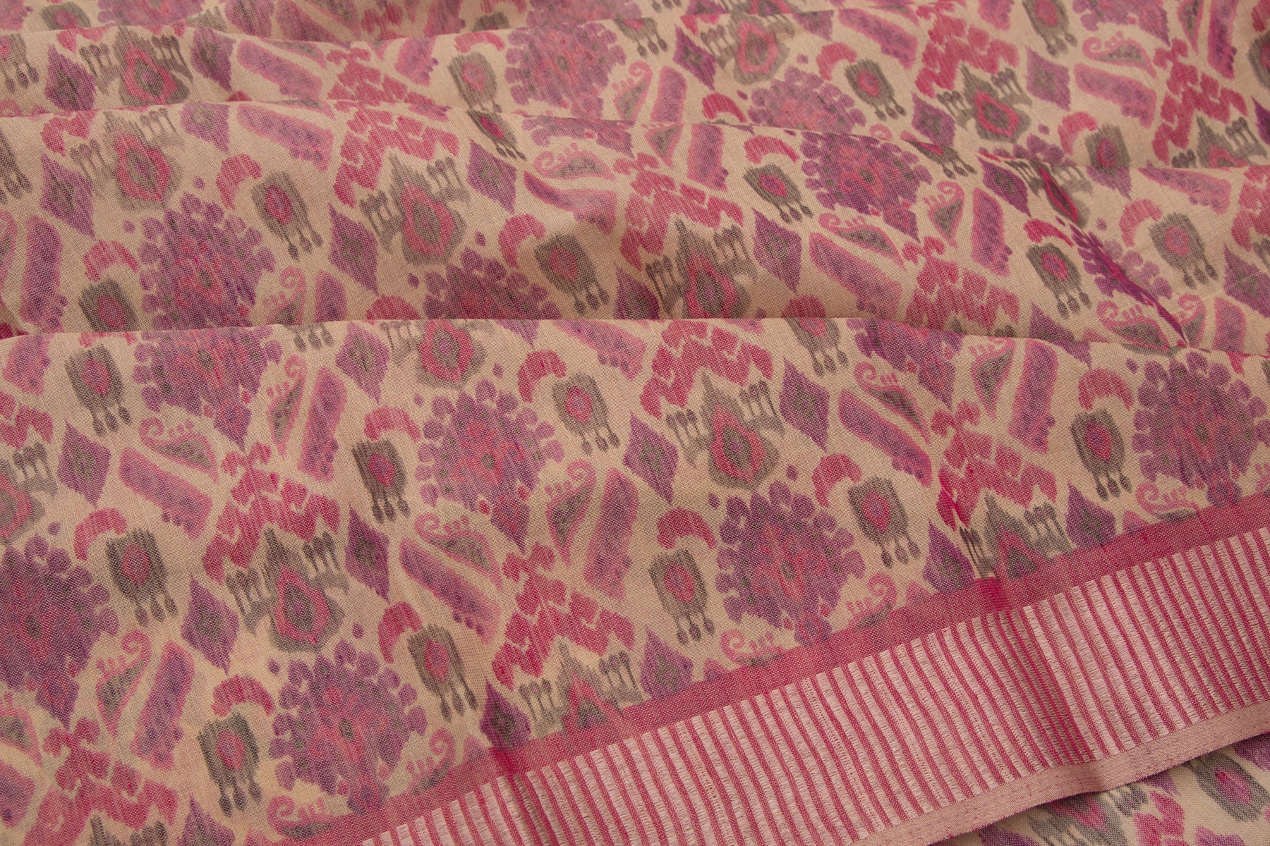Linen Tissue Printed Cream Saree