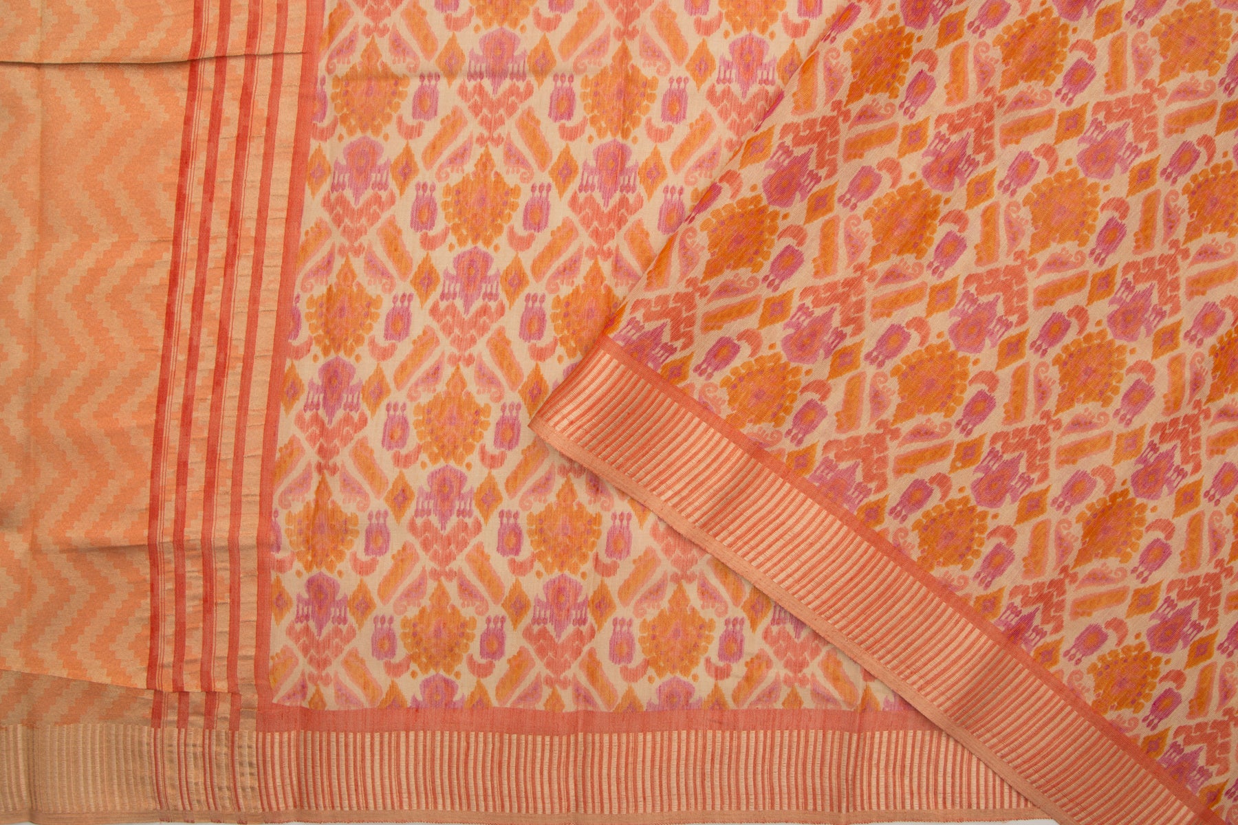 Linen Tissue Printed Cream Saree