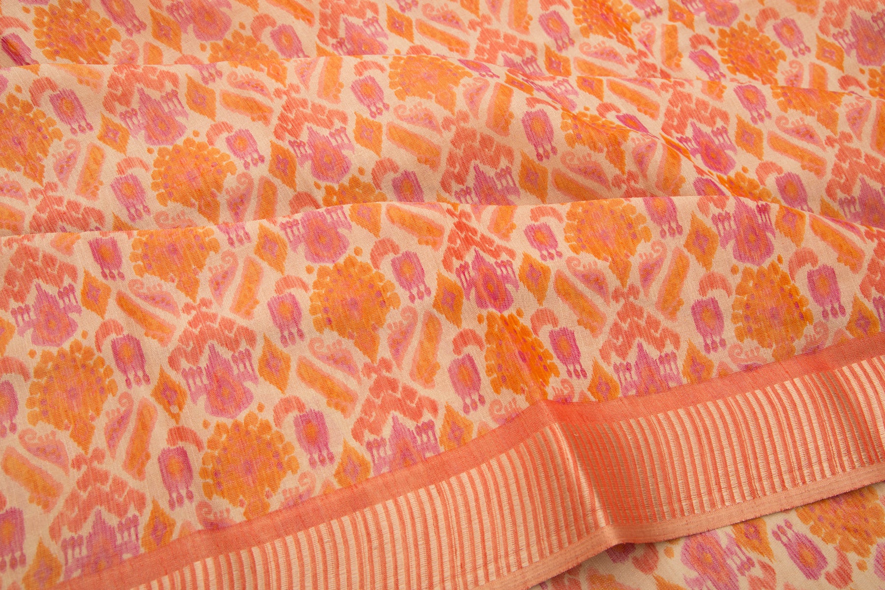 Linen Tissue Printed Cream Saree
