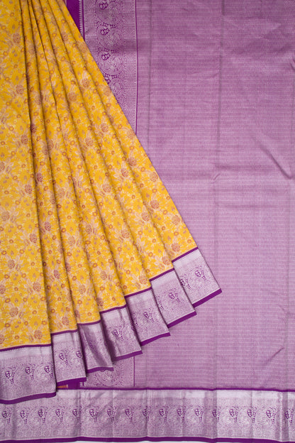 Taranga Kanchi Silk Brocade Yellow Saree