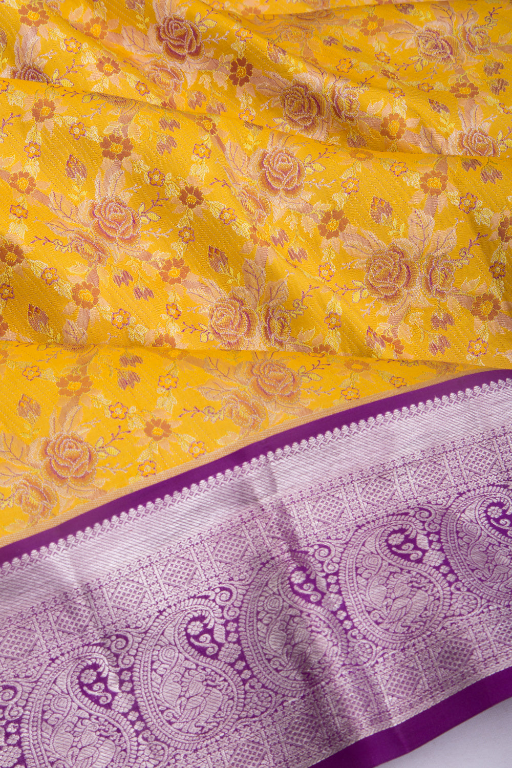Taranga Kanchi Silk Brocade Yellow Saree