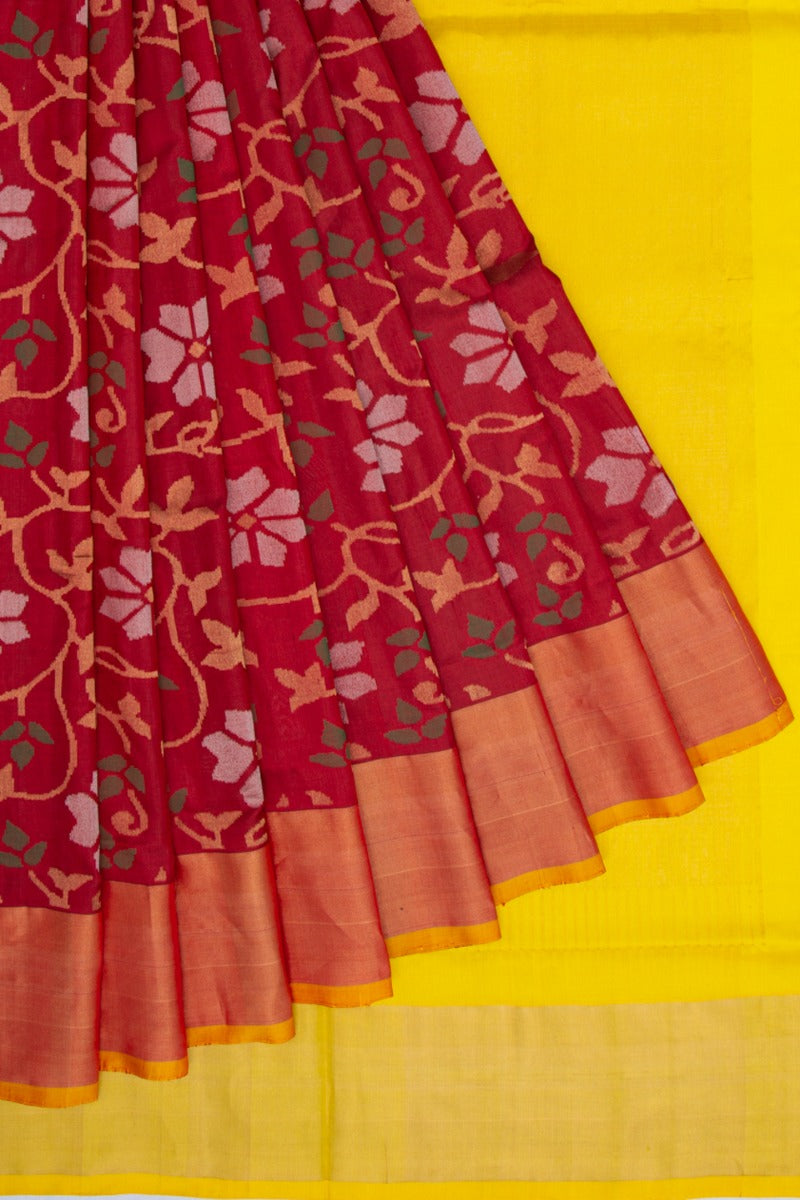 Uppada Silk Jamdani Brown Saree