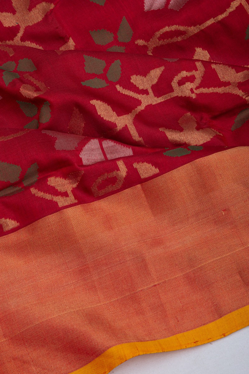 Uppada Silk Jamdani Brown Saree