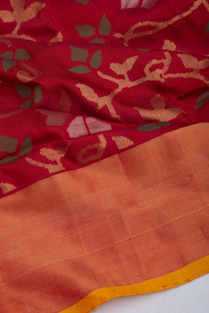 Uppada Silk Jamdani Brown Saree