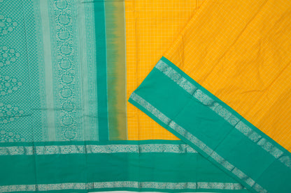 Gadwal Silk Checks Yellow Saree