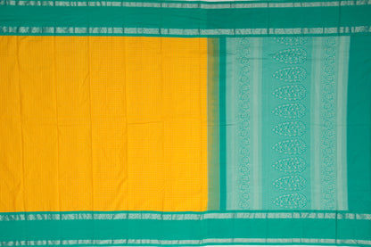 Gadwal Silk Checks Yellow Saree