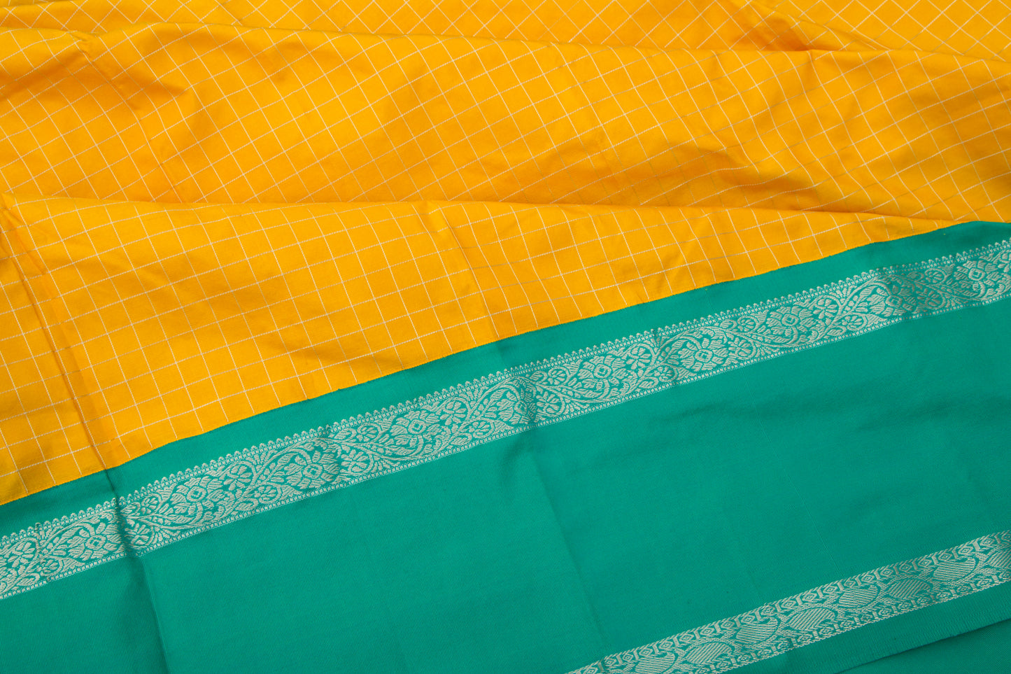 Gadwal Silk Checks Yellow Saree