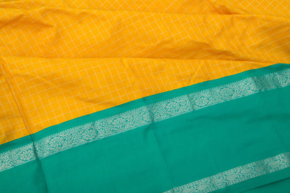 Gadwal Silk Checks Yellow Saree