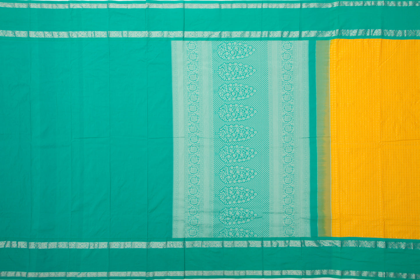 Gadwal Silk Checks Yellow Saree