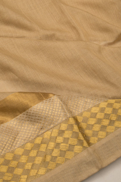Tussar Chikankari Half-n-Half Beige Saree