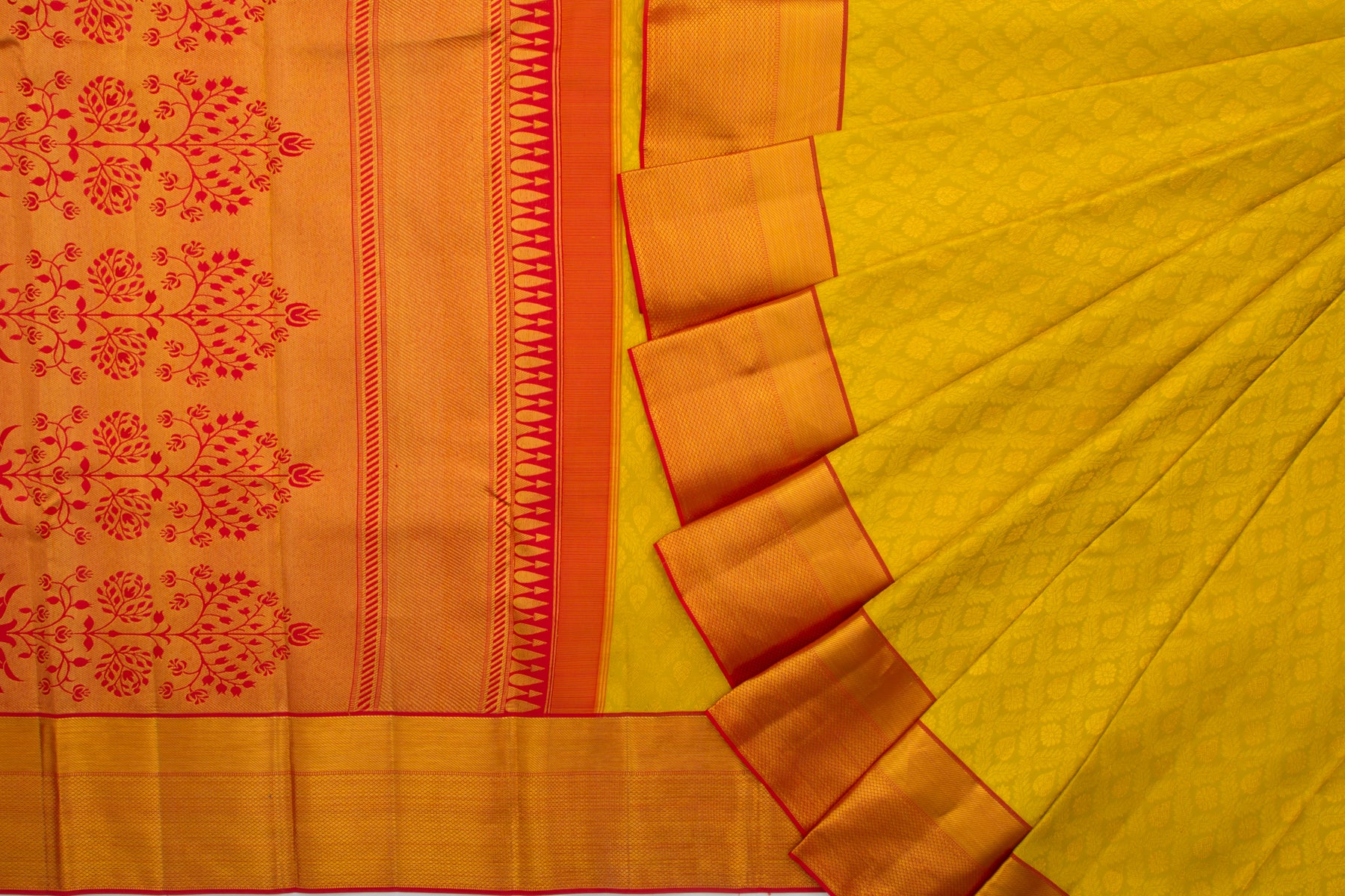 Kanchipuram Silk Brocade Yellow Saree