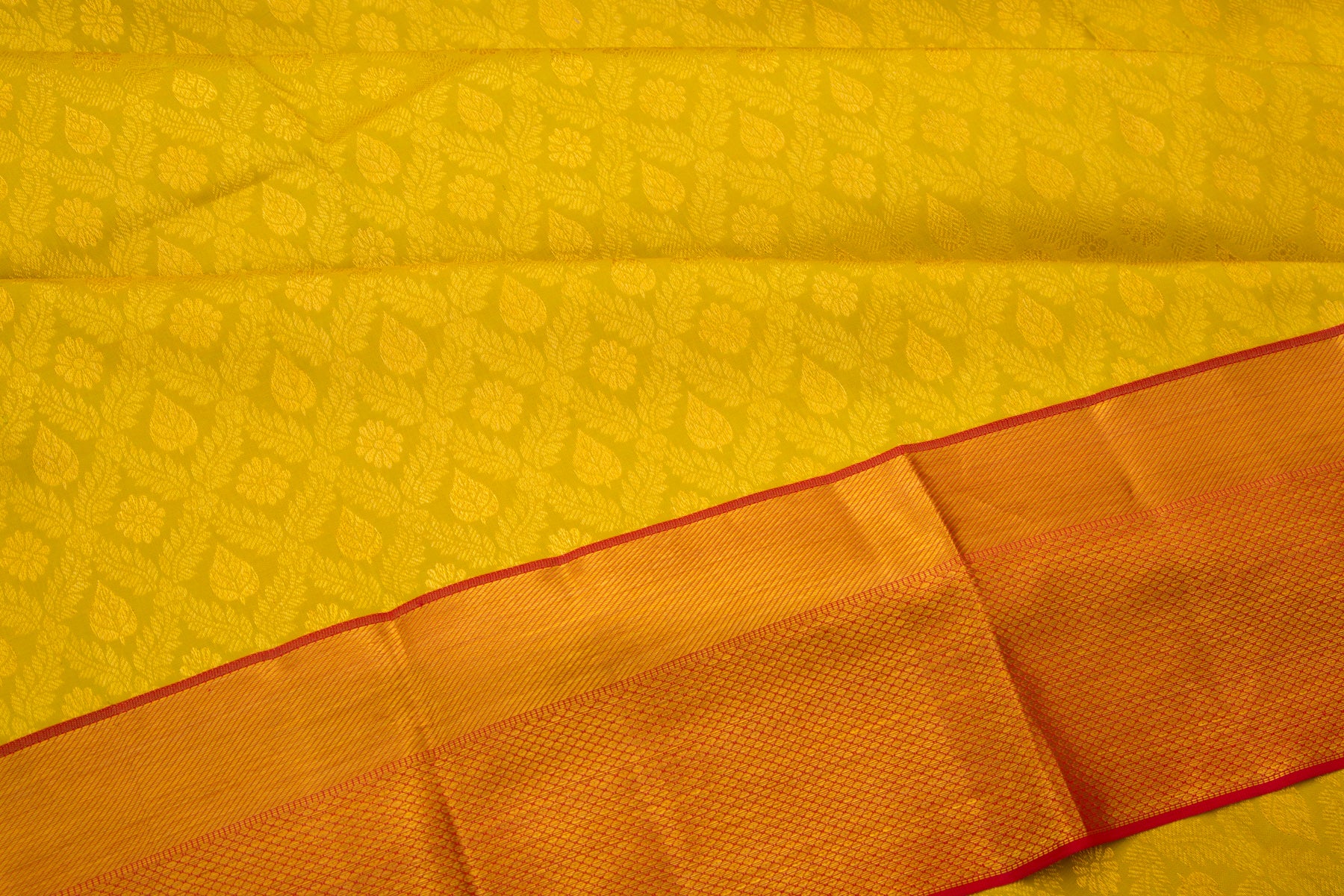 Kanchipuram Silk Brocade Yellow Saree