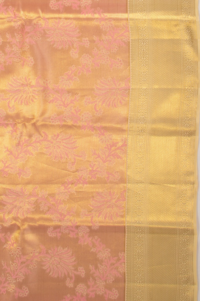 Kanchipuram Silk Tissue Jaal Pink Saree