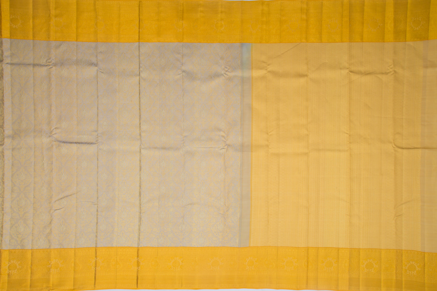 Kanchipuram Silk Tissue Brocade Grey Saree