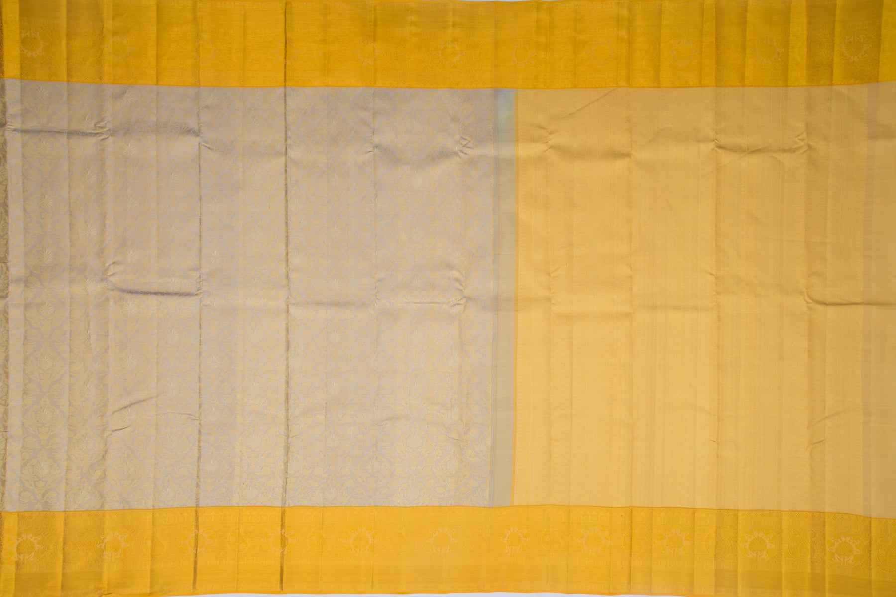 Kanchipuram Silk Tissue Brocade Grey Saree