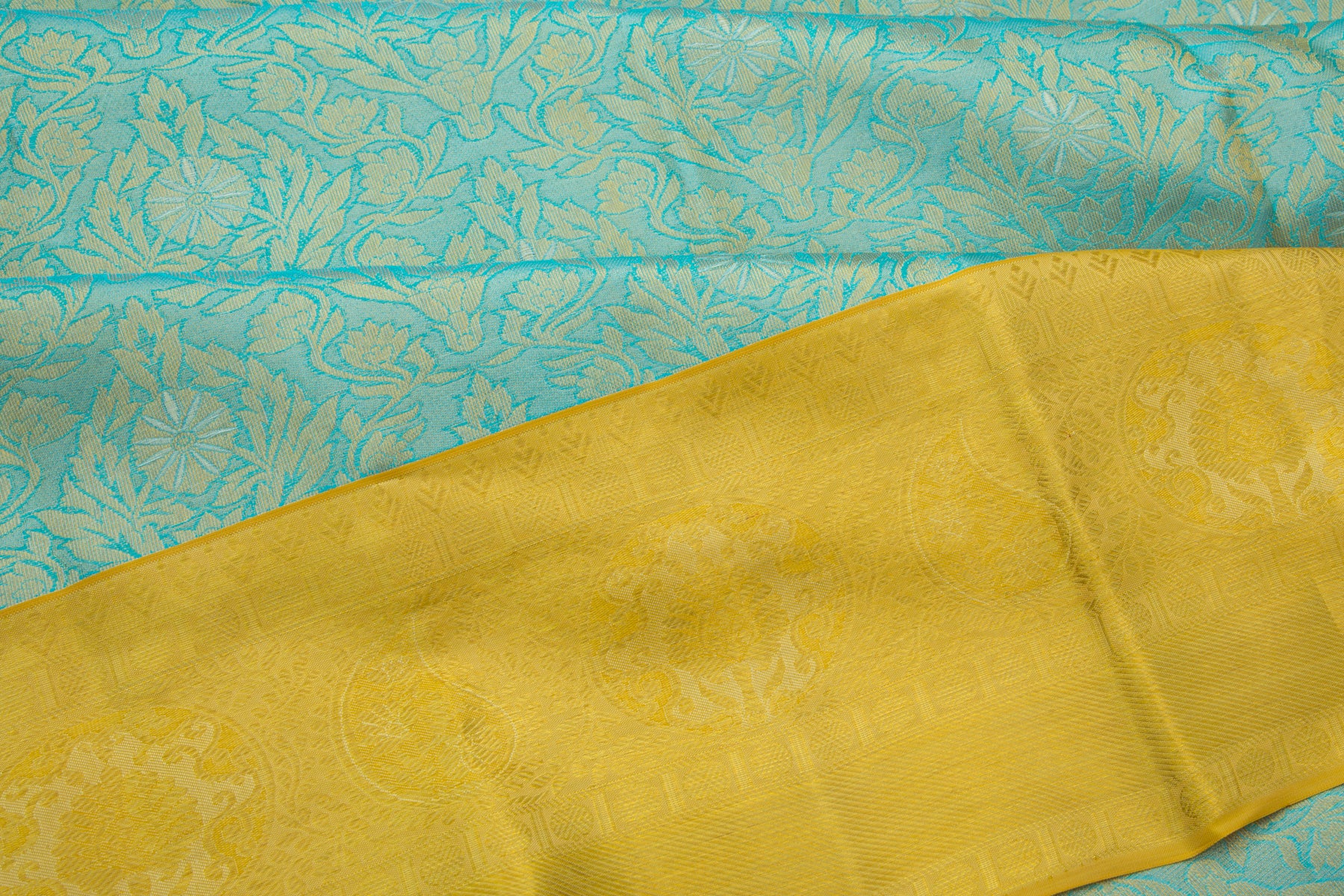 Kanchipuram Silk Tissue Brocade Pastel Green Saree