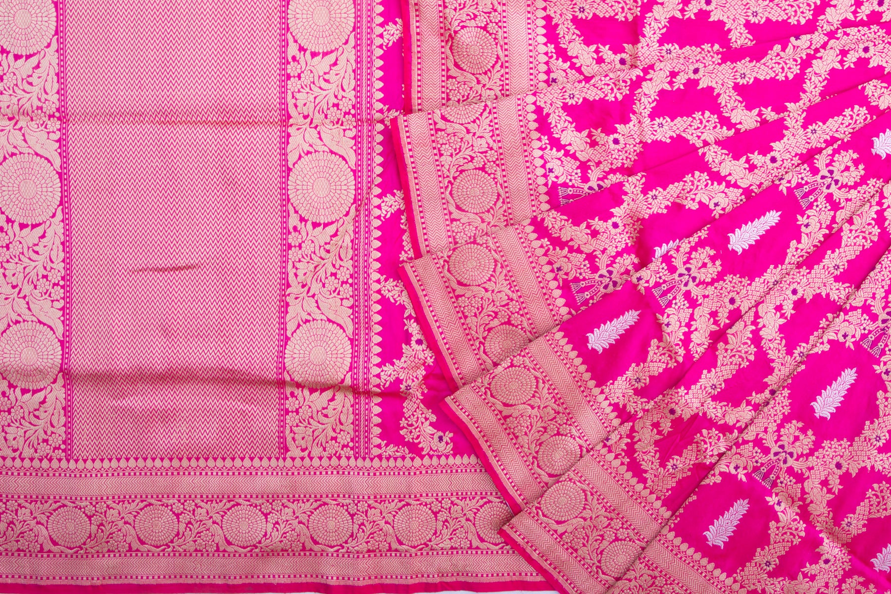 Banarasi Silk Kadwa Jaal Pink Saree