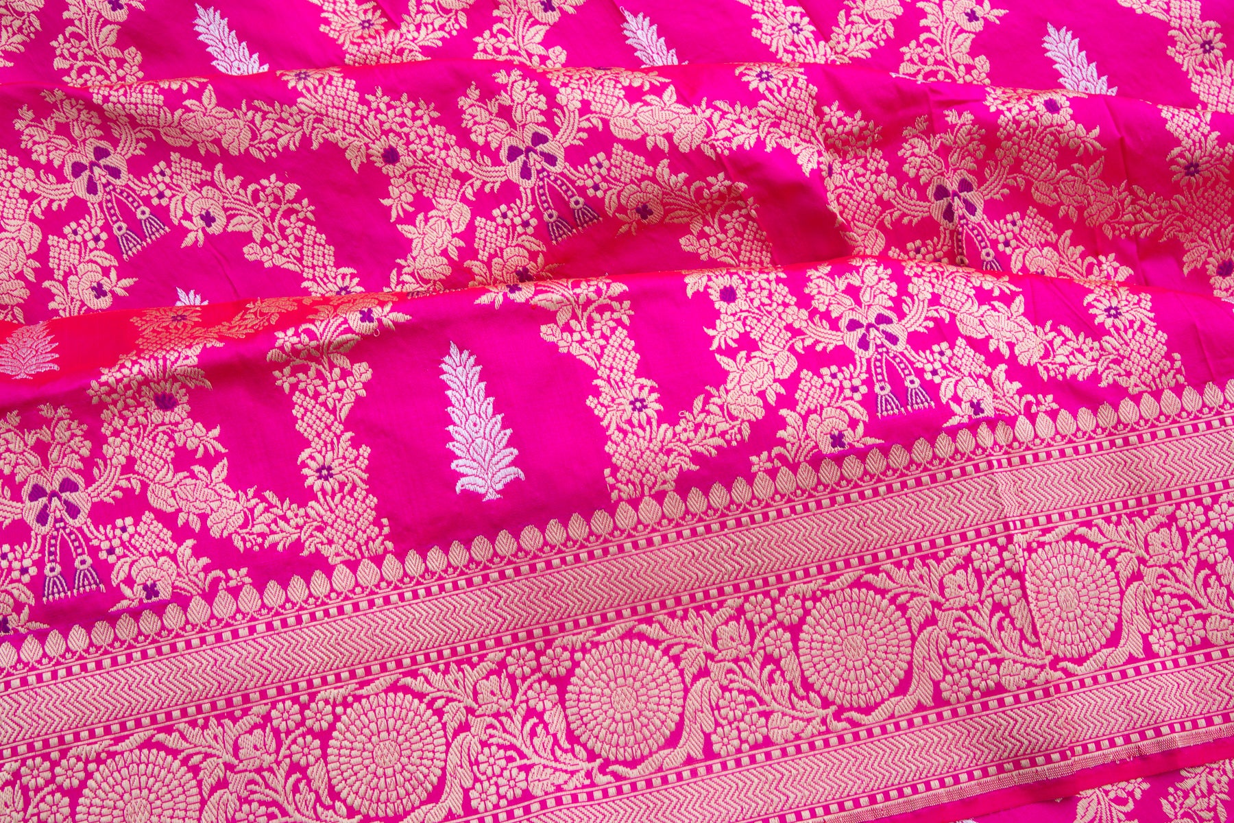 Banarasi Silk Kadwa Jaal Pink Saree