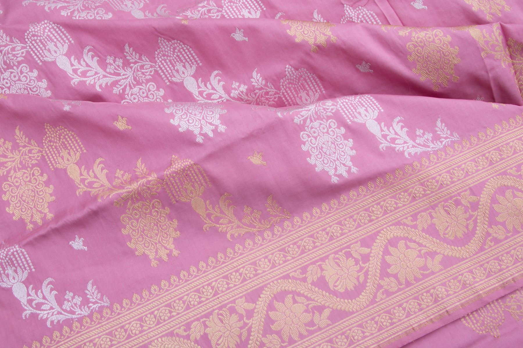 Banarasi Silk Kadwa Jaal Pastel Pink Saree