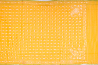 Banarasi Handspun Cotton Checks and Butta Yellow Saree