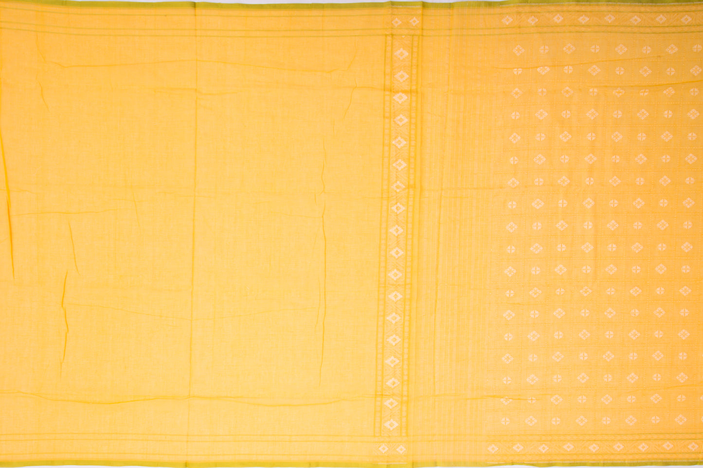 Banarasi Handspun Cotton Checks and Butta Yellow Saree