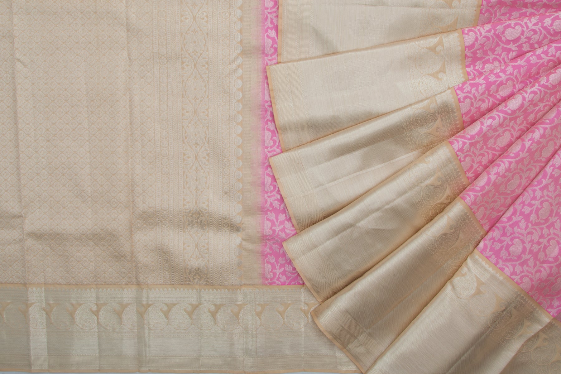 Kanchipuram Silk Jaal Pink Saree