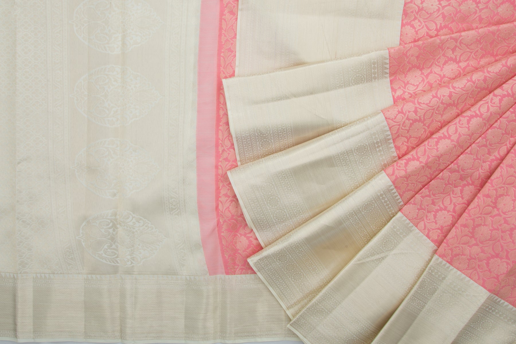 Kanchipuram Silk Jaal Peach Saree