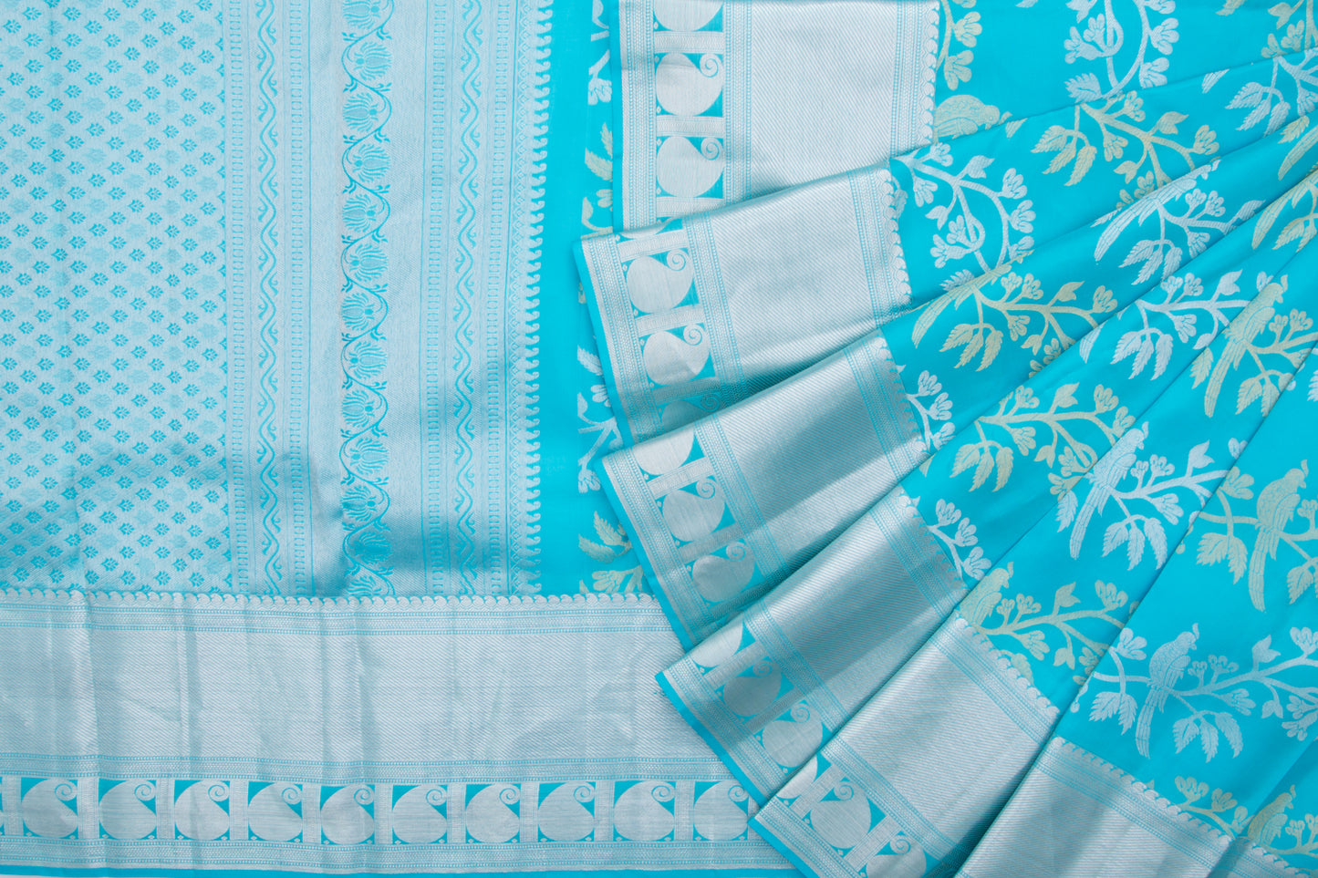 Kanchipuram Silk Jaal Sky Blue Saree