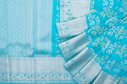 Kanchipuram Silk Jaal Sky Blue Saree