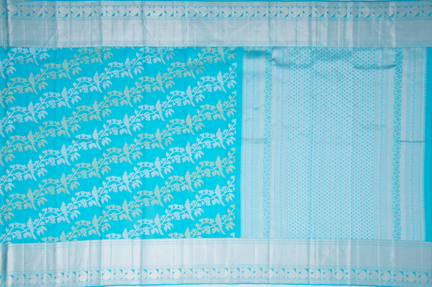 Kanchipuram Silk Jaal Sky Blue Saree