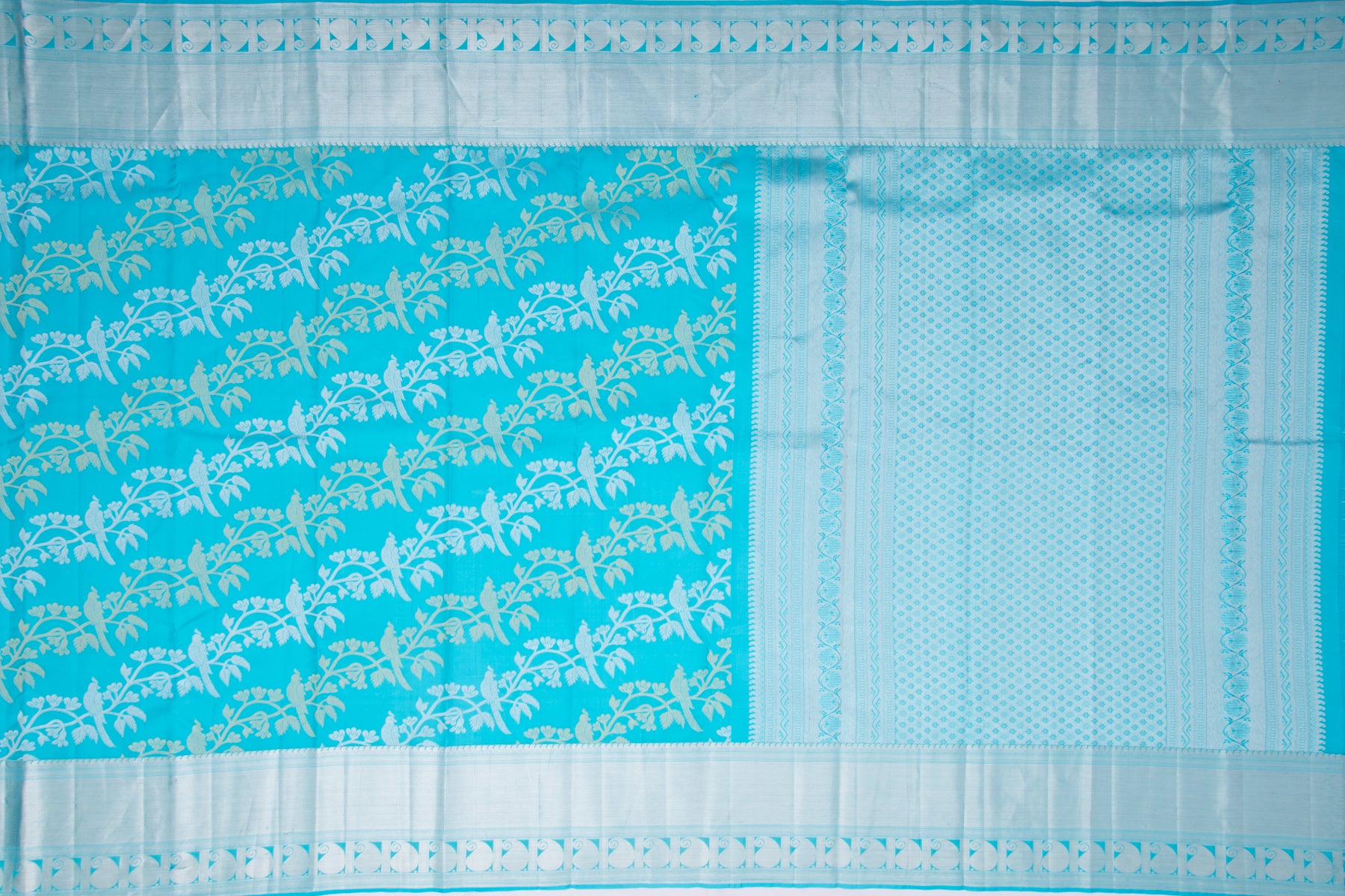 Kanchipuram Silk Jaal Sky Blue Saree